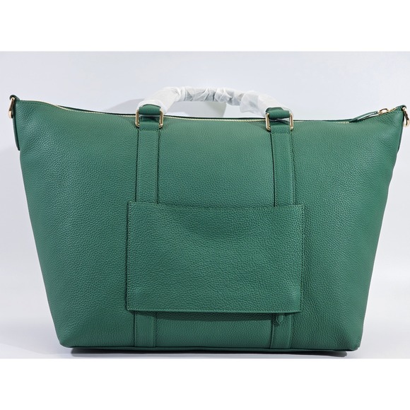 Maison de Sabre Large Leather Weekender Bag Emerald Green Duffel Tote Carry On - Picture 12 of 17